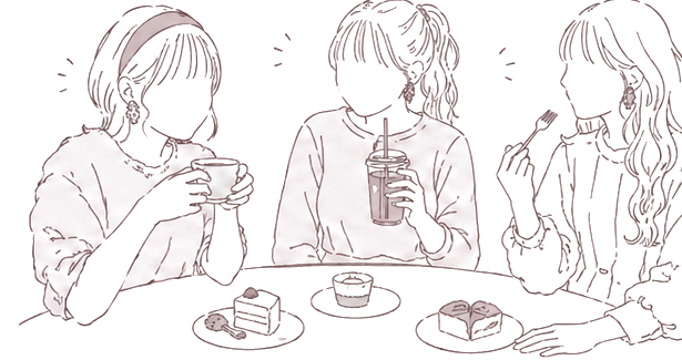 カフェで談笑する仲間